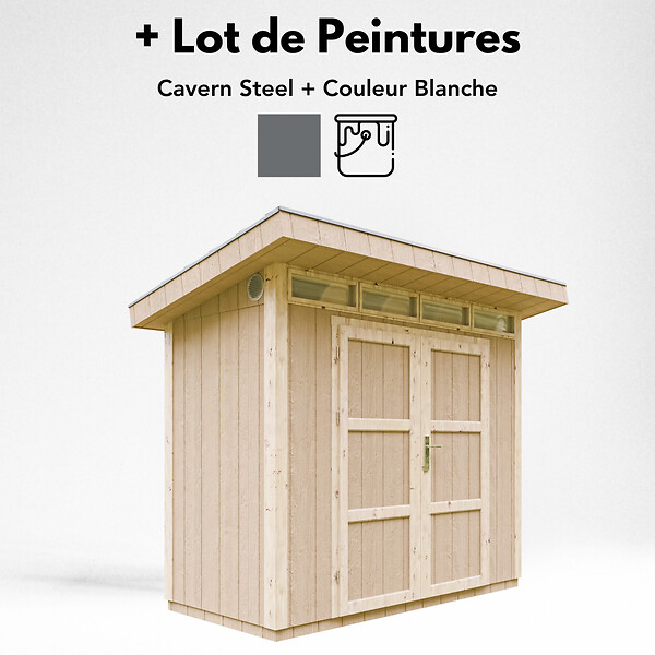 TIMBELA - Abri de Jardin Qualité Premium 3m² - L161xL294cm - Kit tout compris avec sol, tuiles bitumineuses, set de peinture-Construction de Panneaux LP Smartside- Cabane de Jardin Timbela M901A CAVERN STEEL - large