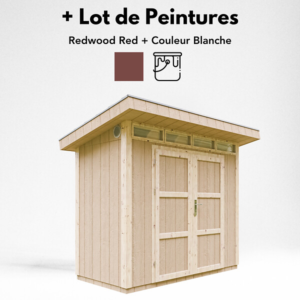 TIMBELA - Abri de Jardin Qualité Premium 3m² - L161xL294cm - Kit tout compris avec sol, tuiles bitumineuses, set de peinture-Construction de Panneaux LP Smartside- Cabane de Jardin Timbela M901A REDWOOD RED - large