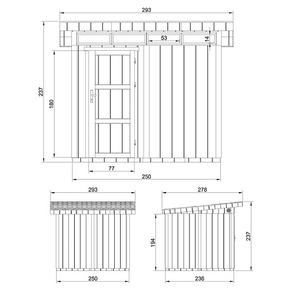 TIMBELA - Abri de Jardin Qualité Premium 6m² - L294xL279cm - Kit tout compris avec sol, tuiles bitumineuses, set de peinture-Construction de Panneaux LP Smartside- Cabane de Jardin Timbela M903 CAVERN STEEL - large