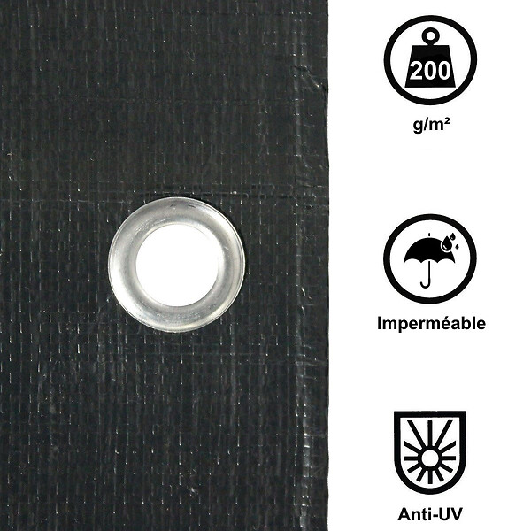 GT GARDEN - Bâche de protection grise ultra résistante - 200 g/m² - 5 x 8 mètres - large