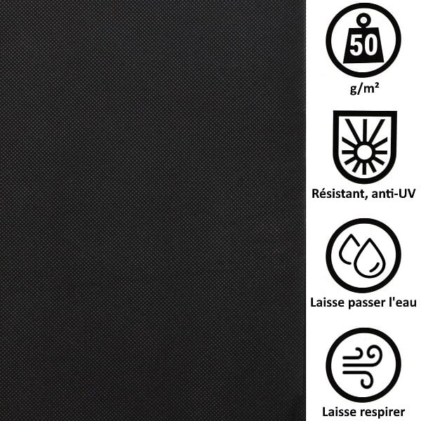 GT GARDEN - Géotextile anti-mauvaises herbes non tissé 50 g/m2 - 3,20 x 100 mètres - large