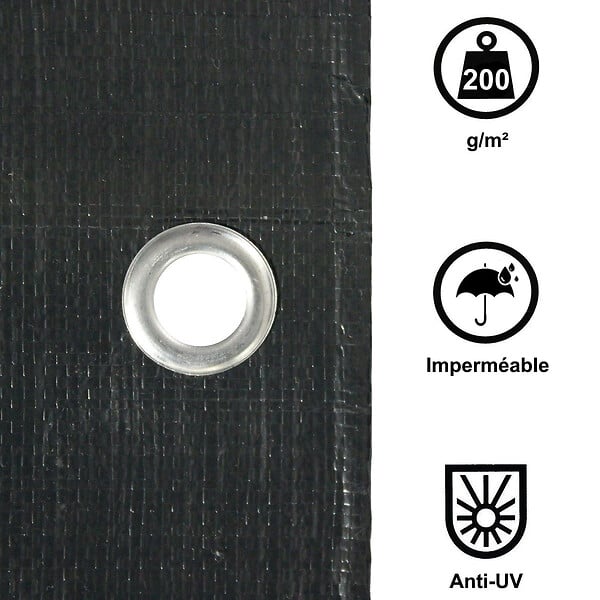 GT GARDEN - Bâche de protection grise ultra résistante - 200 g/m² - 5 x 6 mètres - large