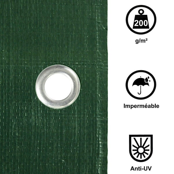 GT GARDEN - Bâche de protection verte ultra résistante - 200 g/m² - 2 x 3 mètres - large