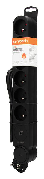 ZENITECH - Bloc parafoudre IOTA 6 prises 16A Noir - large