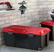 SUNDIS - Lot de 3 malles de rangement - Noir et rouge - 40L - vignette