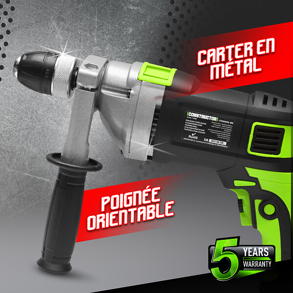 CONSTRUCTOR - Perceuse à percussion 850W mandrin auto. 13mm - large