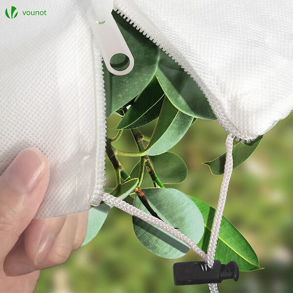 VOUNOT - Housse d'Hivernage Plante avec Cordon et zipper Polypropylème 150g/m² 250x360cm blanc - large