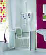 AKW - Siège de douche rembourré avec dossier et accoudoirs - Gris - vignette