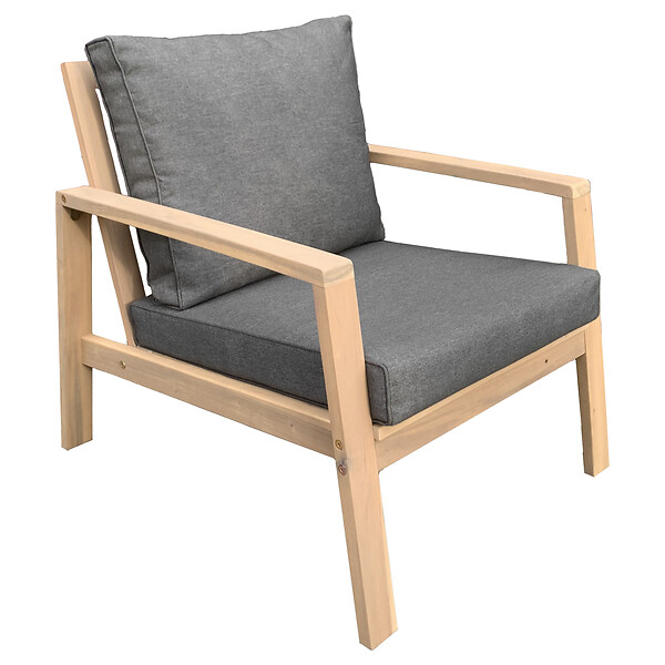 HAPPY GARDEN - Salon de jardin en acacia 2 places GILI - coussins gris - large