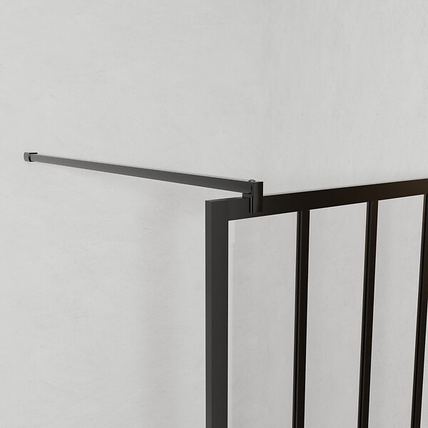 AURLANE - Paroi de douche 120x200 cm type Verriere - Verre trempe et Structure aluminium noir mat - large