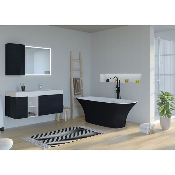 DISTRIBAIN - Baignoire îlot Lizarra Black - 170x80x58 cm - large
