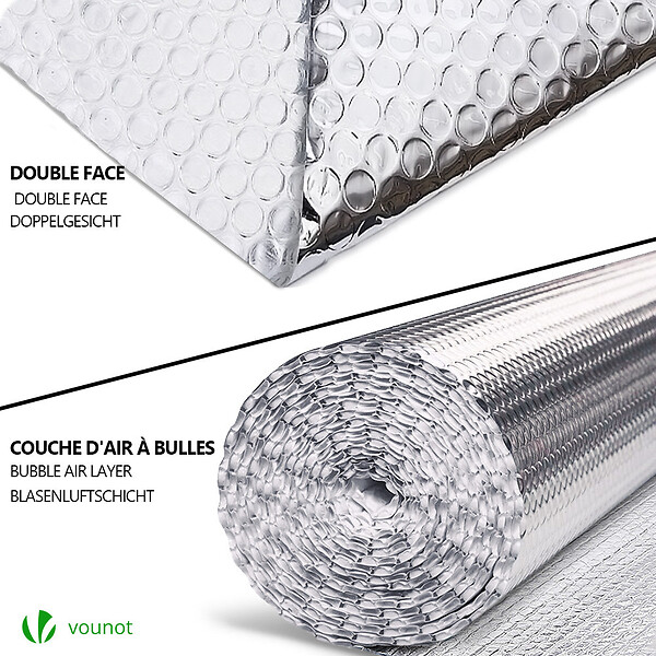 VOUNOT - Isolant thermique a bulle double couche aluminium radiateur reflecteur 1x10m - large