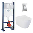 GROHE - Pack WC Bâti-autoportant Rapid SL + WC sans bride Bello + Abattant softclose + Plaque chrome (ProjectBello-1) - vignette