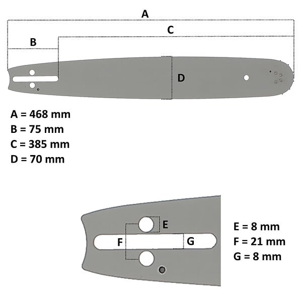 GT GARDEN - Guide 16 pouces (40 cm) avec lot de 3 chaînes 66 maillons pour tronçonneuse - large
