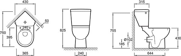 JACOB DELAFON - Pack WC d'angle ODEON UP sortie horizontale - JACOB DELAFON - E0373-00 - large