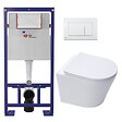 SWISS AQUA TECHNOLOGIES - Pack WC bâti-autoportant + WC SAT sans bride + Abattant SoftClose + Plaque blanche (SMART-Infinitio-M270) - vignette