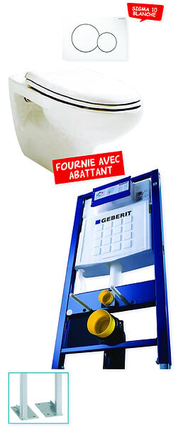 GEBERIT - Bâti-support avec cuvette suspendu + abattant + plaque avec jeu de pieds autoportant - GEBERIT - PROMO-AUTO - large