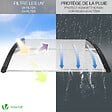 VOUNOT - Auvent de porte marquise 120x80 cm transparent en Polycarbonate anti UV Noir - vignette