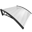 VOUNOT - Auvent de porte marquise 100x80 cm transparent en Polycarbonate anti UV Noir - vignette
