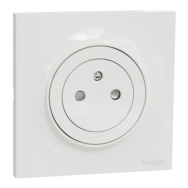 SCHNEIDER ELECTRIC - Prise électrique encastrée Odace 2P+T - Blanc - Lot de 5 - large