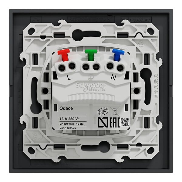 SCHNEIDER ELECTRIC - Prise 2P+T Odace - Thermoplastique - Anthracite - Lot de 5 - large