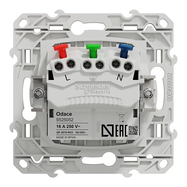 SCHNEIDER ELECTRIC - Prise de courant affleurant Odace - Blanc - 16A - large