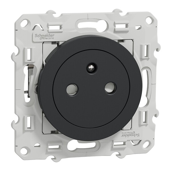 SCHNEIDER ELECTRIC - Prise de courant 2P+T affleurante Odace - Anthracite - 16A - large