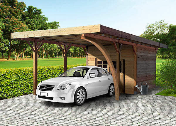 SOLID - Carport avec abri en pin du Nord  - L.406xl.706cm - large
