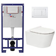 SWISS AQUA TECHNOLOGIES - Swiss Aqua Technologies Pack WC bâti-autoportant + WC SAT sans bride fixations invisibles + Abattant softclose + Plaque blanche (SMART-Brevis-9) - vignette