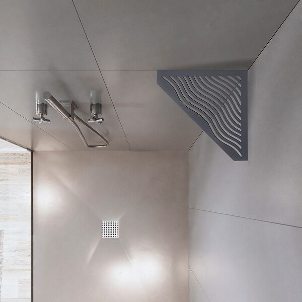 U-TILE - Tablette d'angle douche  Gris ardoise Aqua - 5 côtés - large