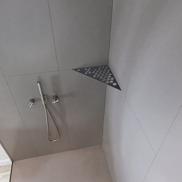 U-TILE - Tablette d'angle douche  Gris ardoise Nid d'abeilles - triangle - large