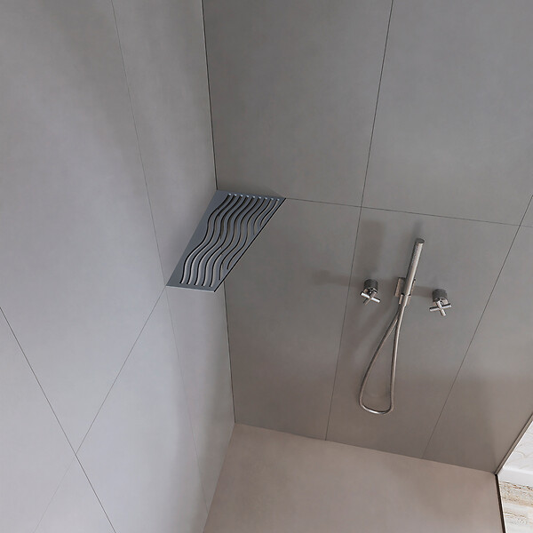 U-TILE - Tablette d'angle douche  Gris ardoise Aqua - rectangle - large