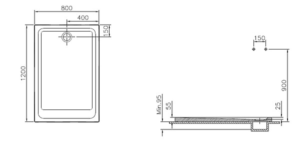 VITRA - Receveur de douche ARKITEKT 120x80cm B90 antidérapant - VITRA - 5809L003M0578 - large