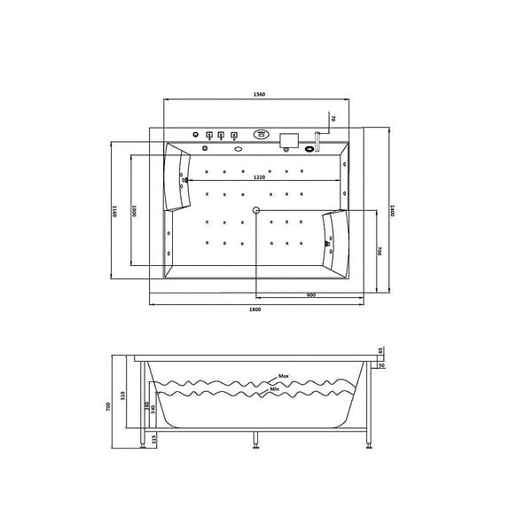 DISTRIBAIN - Baignoire balnéo Elle&Lui 40 jets Whirlpool - large
