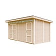 TIMBELA - Abri de Jardin Qualité Premium 8.52+2.95 m² - Kit tout compris avec sol, tuiles bitumineuses, set de peinture-Construction de Panneaux LP Smartside- Cabane de Jardin Timbela M905C HARVEST HONEY - vignette