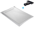 U-TILE - Receveur de douche blanc 120 x 90 cm ultra léger en résine aspect ardoise - grille caniveau - vignette