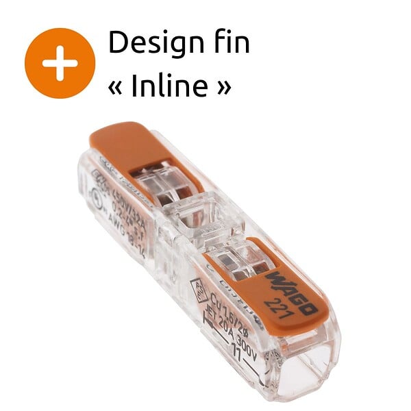 WAGO - Lot de 60 bornes WAGO 221 Inline 2x4mm² à leviers souple & rigide - large