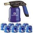 KEMPER - Lampe a souder Coque Acier allumage piezo + 8 Cartouches de gaz 190gr STOP GAZ Perçables KEMPER - vignette