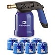KEMPER - Lampe a souder Coque Acier Allumage piezo + 6 Cartouches de gaz 190gr STOP GAZ Perçables KEMPER - vignette