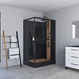 KINDFORD - Cabine de douche Lanka en aluminium - Noir mat - 120x90cm - vignette
