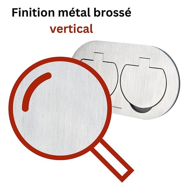 PROTEC - Double prise de sol étanche Initiale 16A 2P+T IP55 - Métal brossé - Protec - large