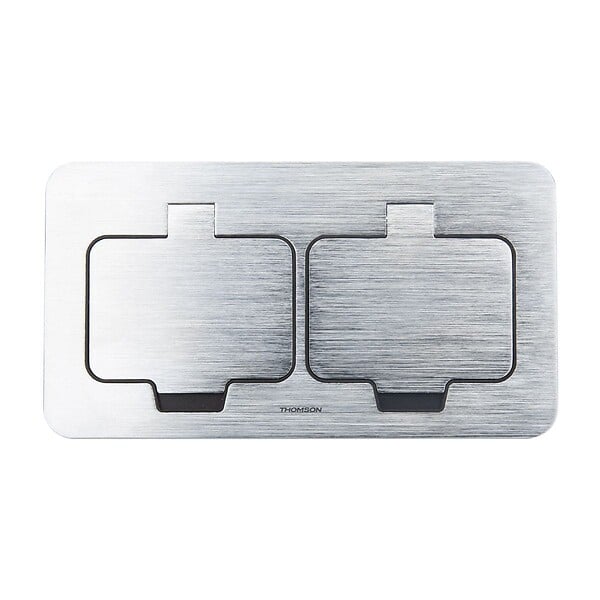 PROTEC - Double prise de sol étanche Initiale 16A 2P+T IP55 - Métal brossé - Protec - large