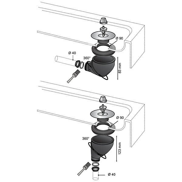 WIRQUIN - Bonde douche grille ABS chromé - large