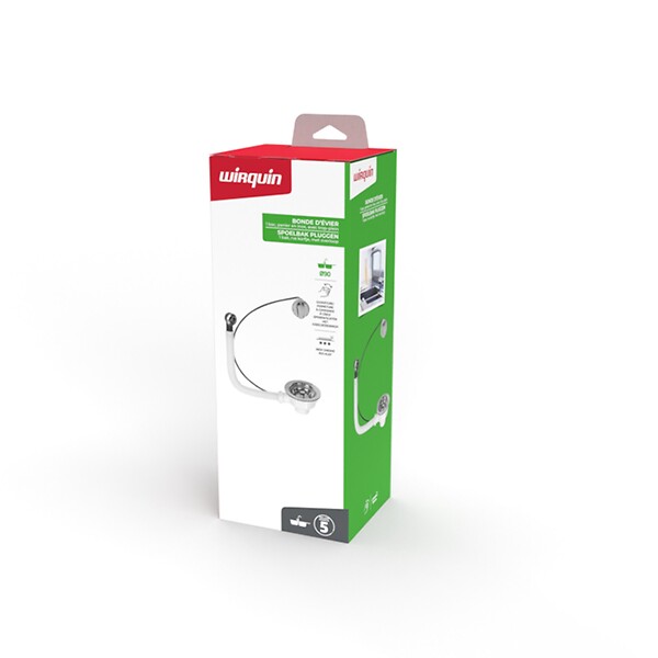 WIRQUIN - Bonde évier d90 1 bac commande à câble - large