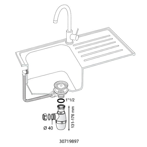WIRQUIN - Siphon évier NF réglable 1 1/2 d40 - large
