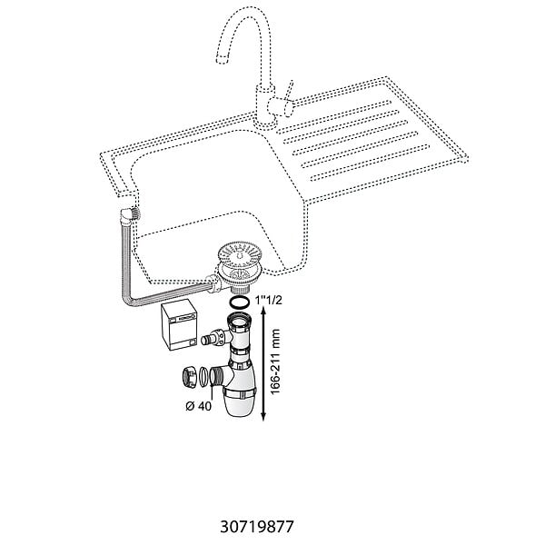 WIRQUIN - Siphon évier réglable avec prise machine à laver - large
