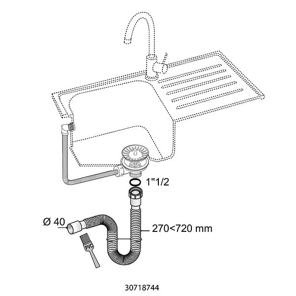 WIRQUIN - Raccord extensible évier d40 - large