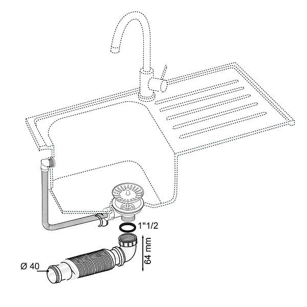 WIRQUIN - Siphon d'évier extra-plat SENZO D40 - large