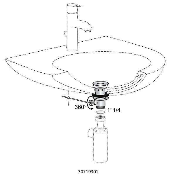 WIRQUIN - Bonde de lavabo en laiton chromé sans tirette SL201 - large