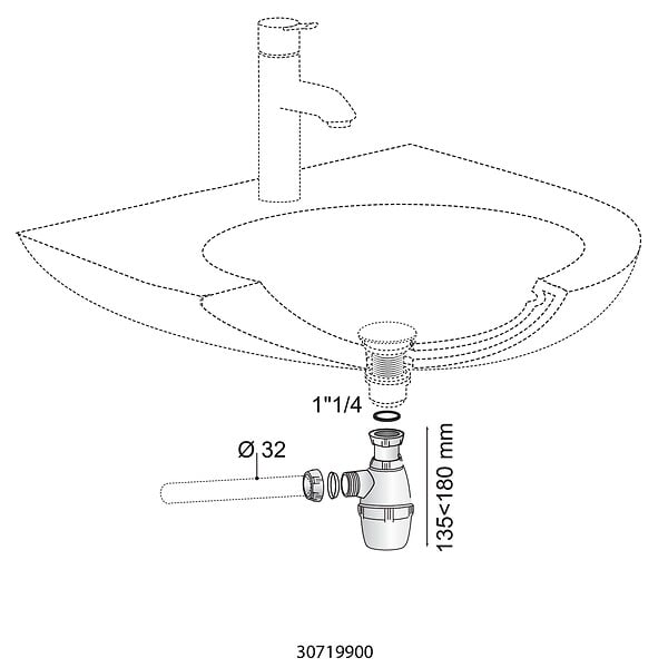 WIRQUIN - Siphon lavabo réglable - large